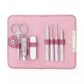 Набор для стрижки ногтей премиум-класса Kowell, набор из 7 предметов, розовый футляр P2026 Сделано в Корее