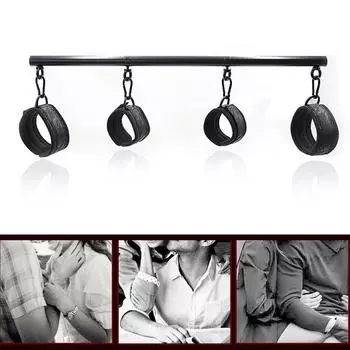 Набор для связывания BDSM из нержавеющей стали, раздвижная распорка, наручники для рабов, наручники на лодыжки, набор фетиш-ограничителей, секс-игрушка 2