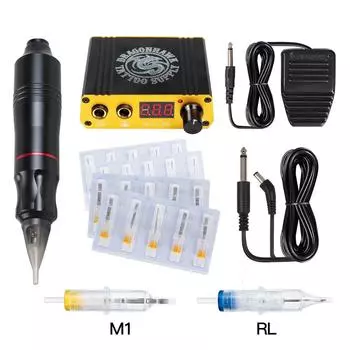 Набор для татуировки Dragonhawk Роторная машина Ручка Светодиодный источник питания Ножная педаль US PLUG