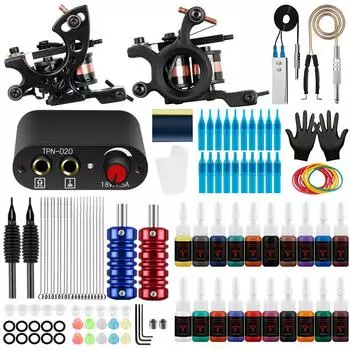 Набор для татуировки PHOENIXY, комплекты машин для татуировки-самоучки, источник питания для пистолета, 6/10/20 цветов, наборы аксессуаров для татуировки с чернилами