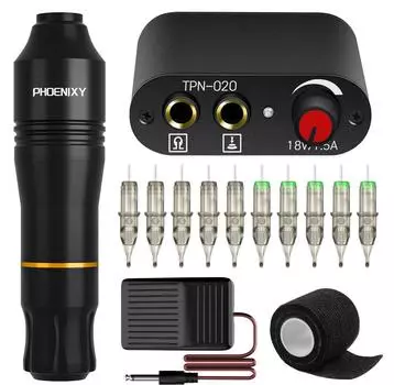 Набор для татуировки PHOENIXY, ручка, источник питания, картриджи, иглы с источником питания, комплект аксессуаров для татуировки set 1