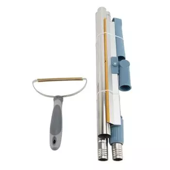 Набор для удаления шерсти домашних животных Короткая длинная ручка Многофункциональная моющаяся ковровая грабля для удаления шерсти домашних животных серый