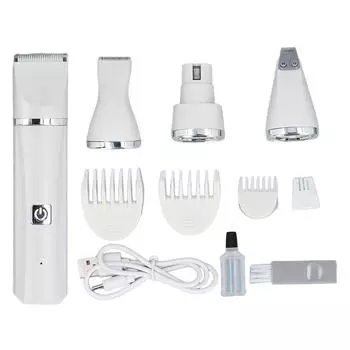 Набор для ухода за домашними животными 4 в 1 Триммер для стрижки лап Малошумная эффективная портативная электрическая машинка для стрижки собак Триммер белый