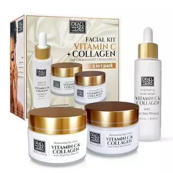 Набор для ухода за кожей лица Dead Sea Collection - Дневной и ночной крем-сыворотка для лица с витамином С и коллагеном - Профилактика (194405), Витамин С, 1 шт., 1 шт.