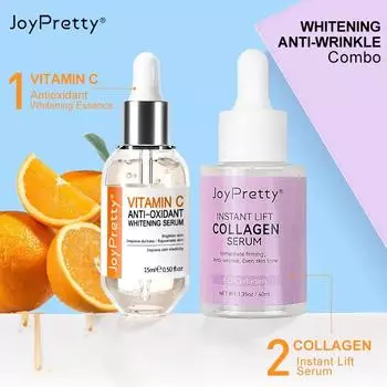 Набор для ухода за кожей лица с витамином С и коллагеном VC, отбеливающая сыворотка и эссенция против морщин, питательный увлажняющий уход за лицом Set оранжевый
