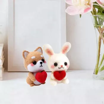 Набор для валяния, набор кукол-животных, симпатичные принадлежности для валяния из шерсти, материал для войлока своими руками 2PCS