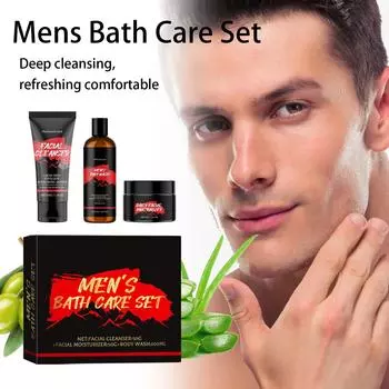 Набор для ванны для мужчин, набор для ванны и ухода за кожей, набор для ухода за кожей для мужчин, глубокое очищение, увлажнение, мягкий, уход за кожей, 50 г + 50 г + 100 мл One Size