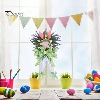 Набор для венка с попоной и ушками пасхального кролика, крепление для венка пасхального кролика для весеннего украшения входной двери фермерского дома I