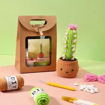 Набор для вязания крючком в форме кактуса для начинающих, набор плетеных материалов «сделай сам», стартовый набор для вязания крючком для взрослых и детей, принадлежности для вязания «сделай сам» D