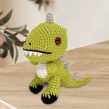 Набор для вязания крючком животных. Подарок на день рождения в виде динозавра. Создайте свои собственные наборы для кукол. зелёный