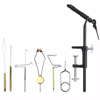 Набор для вязания мушек для рыбалки, вращающийся на 360 градусов держатель шпули, слайдер, финишер, бокинг, плоскогубцы, набор инструментов для вязания мушек из латуни, 7 предметов/набор