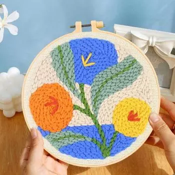 Набор для вышивания иголкой Набор для вышивания иголкой для самостоятельного плетения для взрослых и детей Набор для вышивания иголкой своими руками с инструментами Пряжа Пяльцы для начинающих M