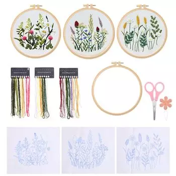 Набор для вышивания PATIKIL, 3 комплекта, набор для вышивки крестиком для взрослых женщин, набор для ручной вышивки, цветочный узор с инструкциями, хобби, рукоделие для начинающих