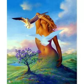 Набор для вышивки крестом DIY Алмазная вышивка Красавица и птицы Полная круглая алмазная живопись Мозаика Домашний декор 20X30CM