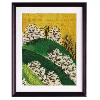 Набор для вышивки крестиком Olympas Silk, подборка шедевров японской красоты от Yoshino Folding Screen от Shiko Watanabe, бежевый 7187 Mt.