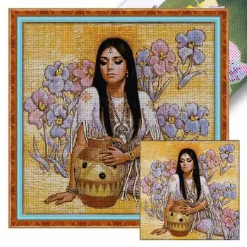 Набор для вышивки крестом «Девочка» из эко-хлопка 14CT, арт. R959