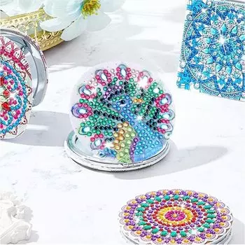 Набор для вышивки крестом Diamond Art Hand Mirror, набор для вышивки крестом Square Beads Art Mandala, набор для вышивки крестом DIY, набор для вышивки крестом 5D, набор для вышивки крестом ... для детей, популярная ручная работа