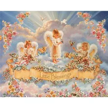 Набор для вышивки крестом DIY Алмазная вышивка Три маленьких ангела Алмазная картина Мозаика Домашний декор 20X30CM