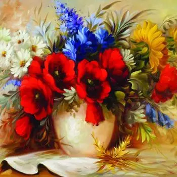 Набор для вышивки крестом DIY Алмазная вышивка Красный цветок Алмазная картина Мозаика Домашний декор 30X30CM