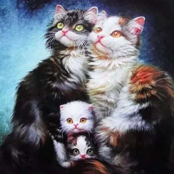 Набор для вышивки крестом DIY Алмазная вышивка Семья кошек Полный круглый алмазная живопись Мозаика Домашний декор 30X30CM