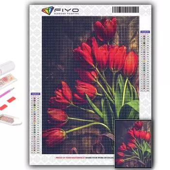 Набор для вышивки крестом DIY Алмазная вышивка Цветы Тюльпаны Алмазная картина Домашний декор Full Round 20X30CM