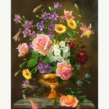 Набор для вышивки крестом DIY Алмазная вышивка Яркие цветы Полный круглый алмазная живопись Мозаика Домашний декор 20X30CM