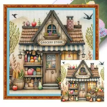 Набор для вышивки крестом из эко-хлопка 11CT Printed Grocery Store 1