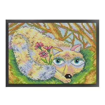 Набор для вышивки крестом «Лиса» из эко-хлопка 14CT, 28x20 см #