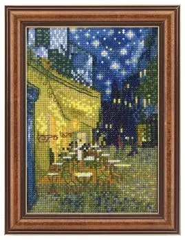 Набор для вышивки крестом Olympus ART GALLERY Коллекция мини-рамок [Night Cafe Terrace] Автор: Ван Гог 7589 В комплекте с рамкой, которую можно использовать как настенную