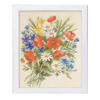 Набор для вышивки крестом Olympus Silk Flower Garden Easy Flower Embroidery Frame Summer Poppy Beige 7282