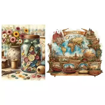 Набор для вышивки крестом с изображением карты мира из эко-хлопка 11CT 2