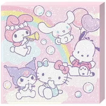 Набор для вышивки крестом «Сделай сам» от KM Ely Holdings Framed 3D Sanrio Rainbow Circular Gem 25 x 25 см, популярный персонаж в Корее