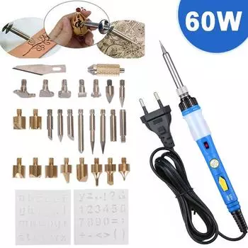 Набор для выжигания по дереву, инструмент с регулируемой температурой, профессиональная пирографическая ручка для тиснения, резьба, паяльник 110V - US Plug