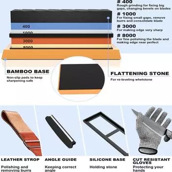 Набор для заточки ножей, точилка для кухонных ножей, двухсторонний точильный камень, заточной камень, инструмент для заточки ножей R