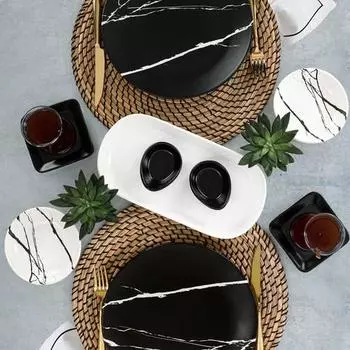 Набор для завтрака Keramika Black and White Marble, 11 предметов на 2 персоны 17950-17951