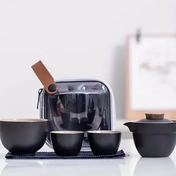 Набор дорожного чайного сервиза, простой стильный керамический чайник и чашки для путешествий на открытом воздухе, чайная посуда для питья, подарки