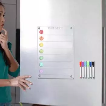 Набор досок на холодильник с 6 маркерами. Чистый еженедельный календарь. Список дел. Покупки. A
