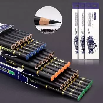 Набор древесного угля, 12 шт., средний, мягкий, твердый для рисования, карандашный эскиз, рисунок, офисные, школьные канцелярские принадлежности, товары для рисования, художественные принадлежности Medium Charcoal