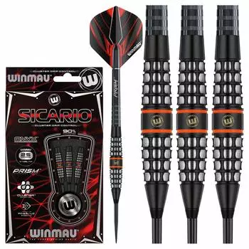 Набор дротиков WINMAU Sicario из вольфрамовой стали с призматическим оперением и стержнем 25 г (Стебель)