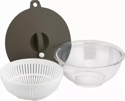 Набор дуршлагов Wahei Freiz из термостойкого стекла для микроволновой печи 18 см с крышкой, экономящий время рецепт приготовления Magicalino и RE-7268