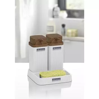 Набор двойных мыльниц Stella White Wood с узором