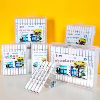 Набор двухсторонних масляных акварельных маркеров - 18 или 48 цветов для детей