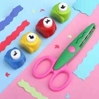 Набор дыроколов для поделок своими руками для детей, безопасный материал, развивает мелкую моторику, вдохновляет, простой в использовании набор для поделок с 12 формами и ножницами 1 Set