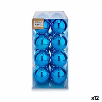 Набор елочных игрушек синего цвета из пластика 8 х 9 х 8 см. (12 единиц)
