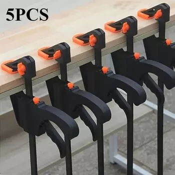 Набор F-образных струбцин из 5 штук - Быстрозажимные трещоточные экструзионные деревообрабатывающие инструменты, ручные инструменты для ремонта дома своими руками