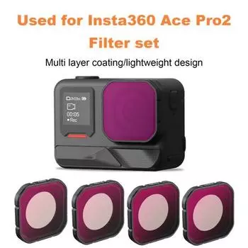 Набор фильтров для объектива Insta360 Ace Pro 2 ND водонепроницаемых фильтра для спортивной камеры ND MCUV CPL HD-совместимое оптическое стекло Advanced Light Control чёрный