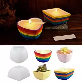 Набор форм из смолы для стеклянной глазурованной чашки в виде цветка розы и подставки для свечи, силиконовые формы для мыла из эпоксидной смолы 2