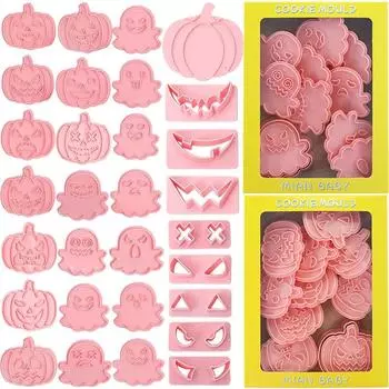 Набор формочек для печенья на Хэллоуин, тыква, привидение, череп, форма для печенья, 3D-форма для прессования печенья, украшение торта, детские инструменты для выпечки