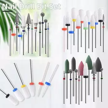 Набор фрез 10/12/21 шт., набор фрез для маникюра, УФ-гель-лак, удаление омертвевшей кожи, очистка, фрезы, дрель для ногтей, аксессуары для машины