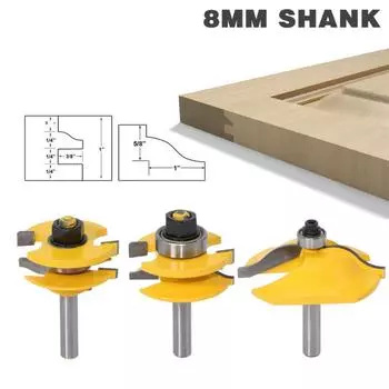 Набор фрез для дверей шкафа с хвостовиком 8 мм, набор фрез для двери шкафа, 3 бита, фрезы для деревообработки Ogee, деревообрабатывающие фрезы 2Pcs
